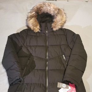 NWT! Vince Camuto Black Puffer Parka w Fur Hood